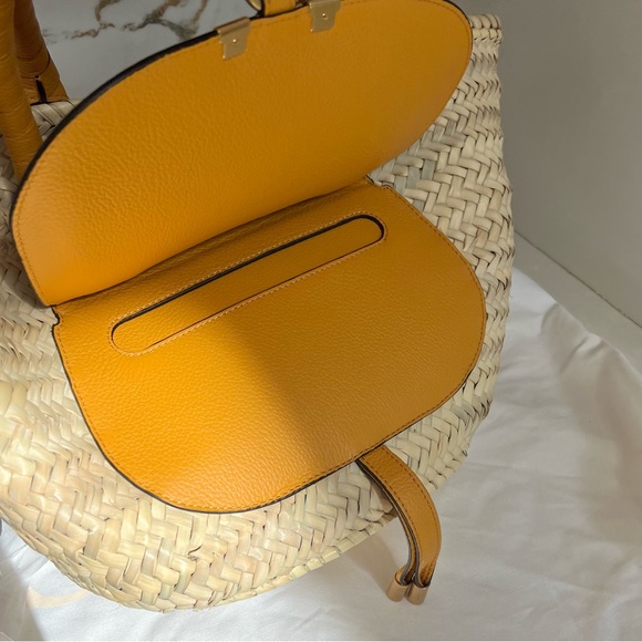 Chloe Marcie Medium Raffia Basket Tote Beach Bag Sunflower 🌻 Yellow - Picture 9 of 15